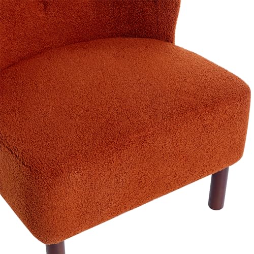 Green Upholstered Sherpa Single Sofa Chair with Wooden Legs L72842