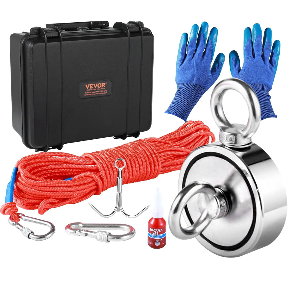 1200 LBS Double Sided Neodymium Magnet Fishing Kit with 65 FT Rope O4083