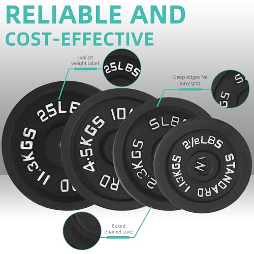 95 Lbs Cast Iron Standard Barbell Weight Set with Barbell Bar G116502