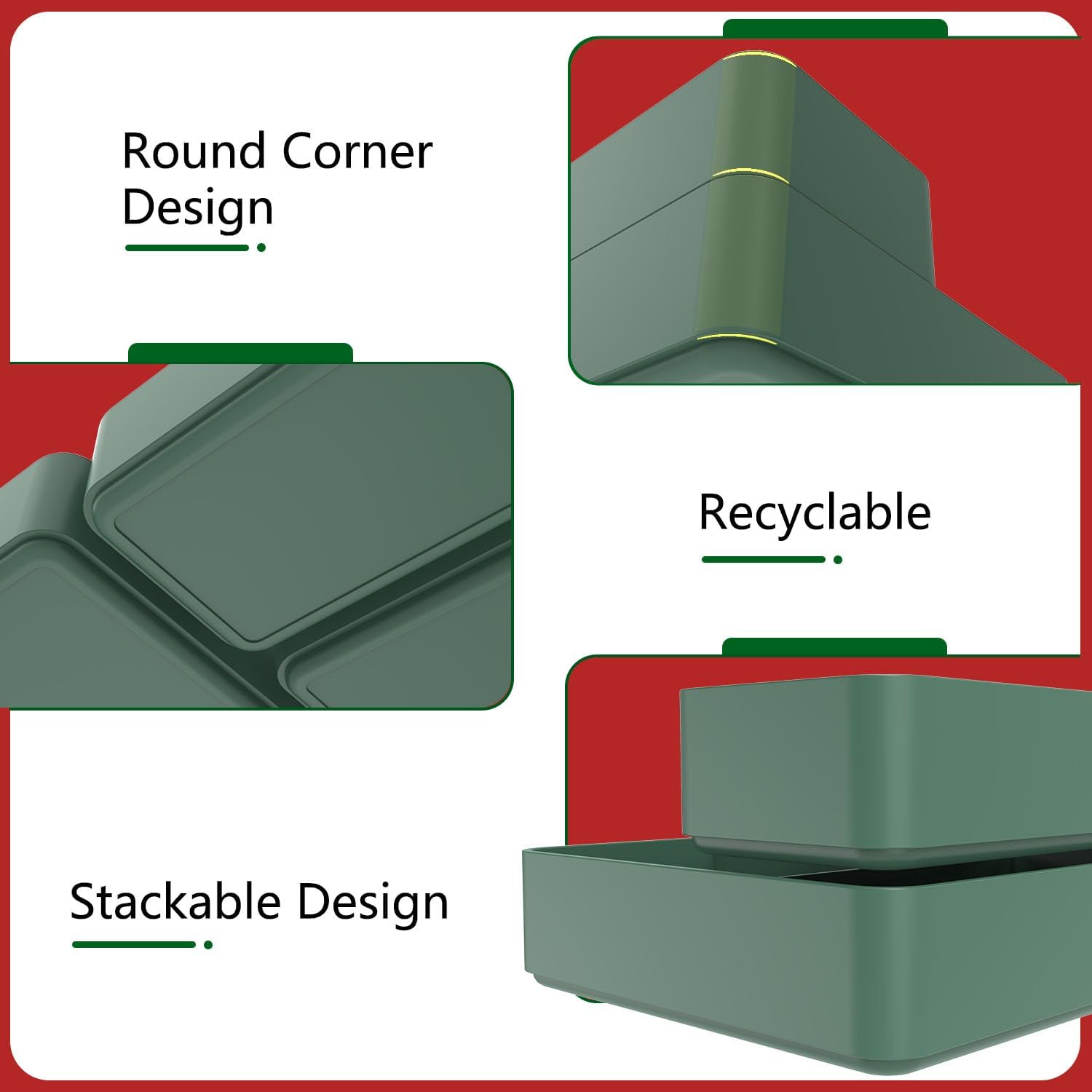 Green Plastic Drawer Organizer Set B94396