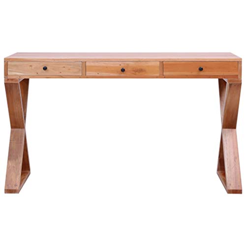 Natural 52"x18.5"x30.3" Solid Mahogany Wood Computer Desk C199980