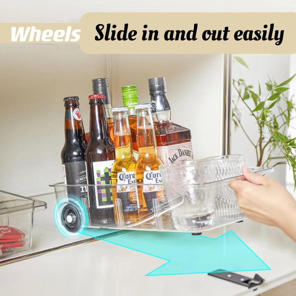 2 Set Clear Plastic Refrigerator Drawer Organizer with Dividers I54583