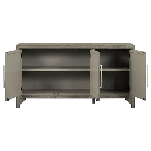 Gray 60" Sideboard Cabinet with 3 Doors and Adjustable Shelves Y57408