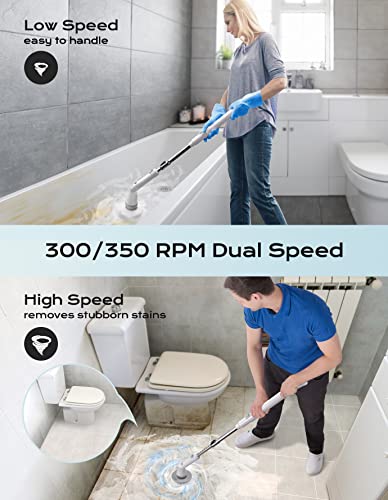 Cordless Electric Spin Scrubber with 2 Adjustable Speeds and 4 Replaceable Heads R916928