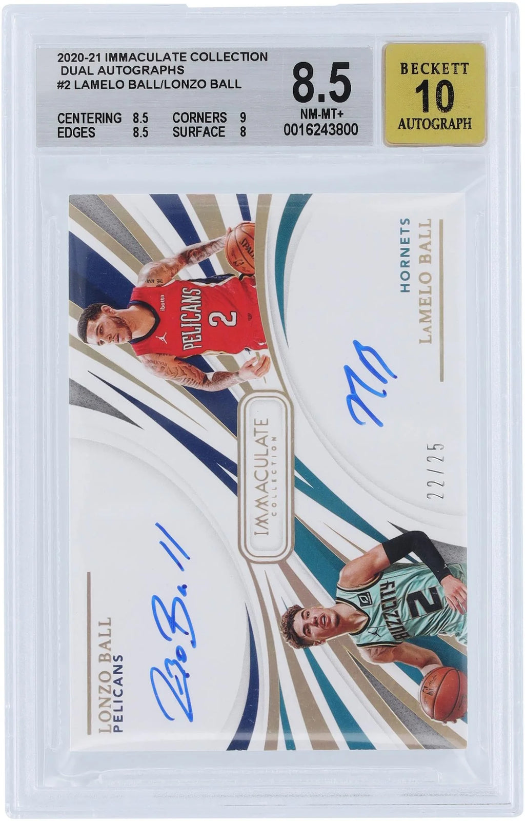 Autographed 2020-21 Panini Immaculate Collection Dual Auto Rookie Card #22/25 BGS Authenticated 8.5/10 U26761