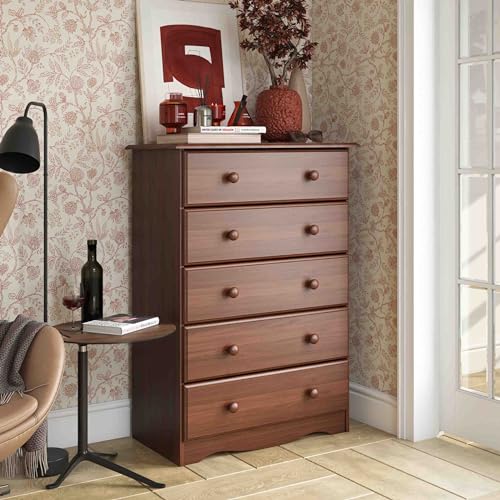 100% Solid Wood 5-Drawer Chest Honey Pine Stained Light Wood B527874