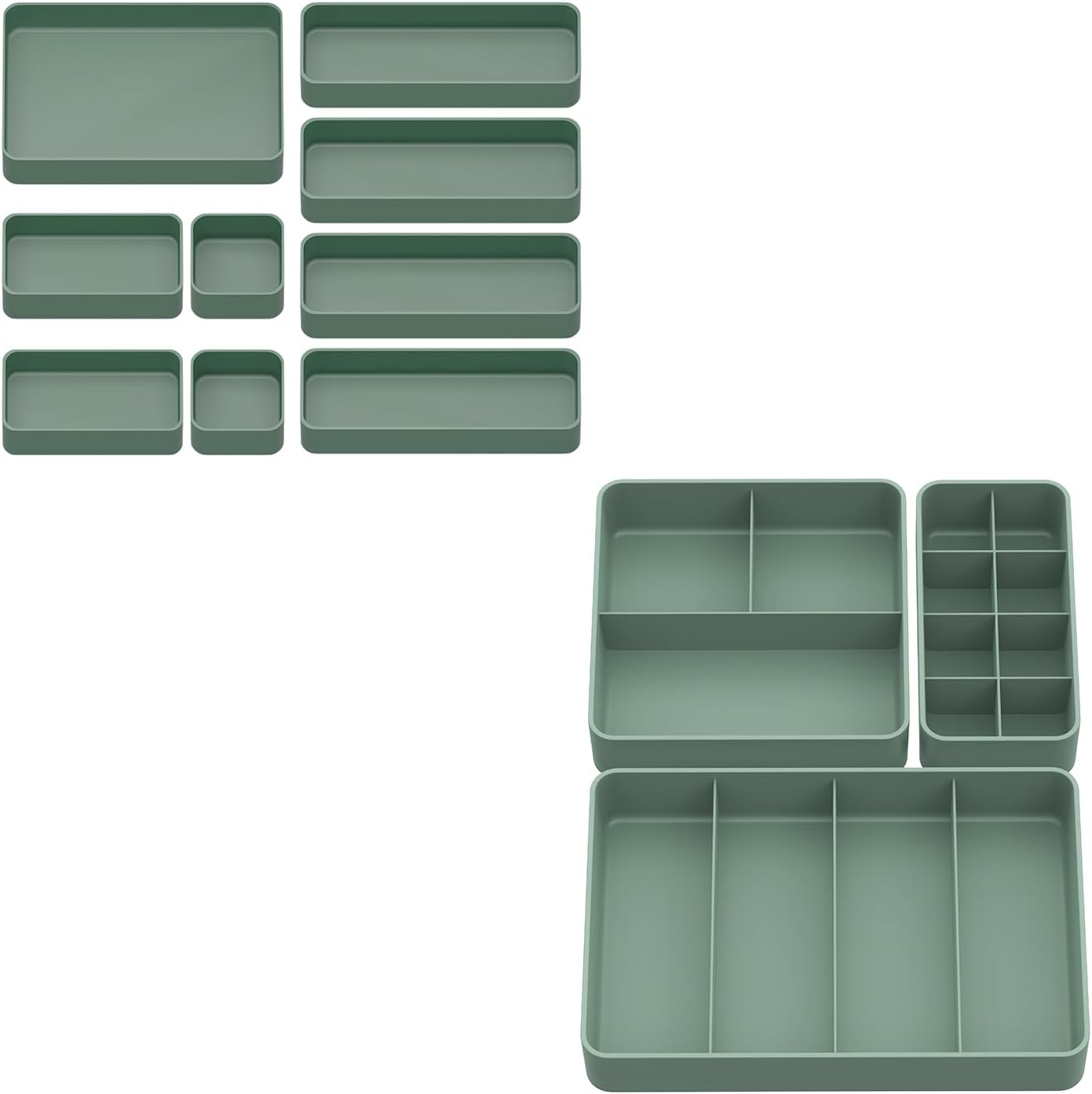 Green Plastic Drawer Organizer Set B94396