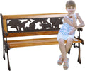 32" Wooden Garden Bench with Cast Iron Armrest O6669