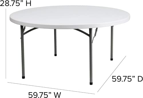5 Pack 72" Round Heavy-Duty White Plastic Folding Table O644009