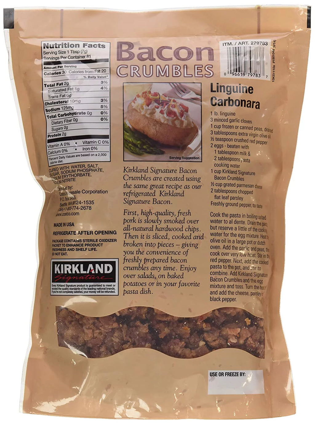 4 Packs Crumbled Bacon Bits, 20 oz (1.25 lb) 567 g, 100% Real Bacon O785528