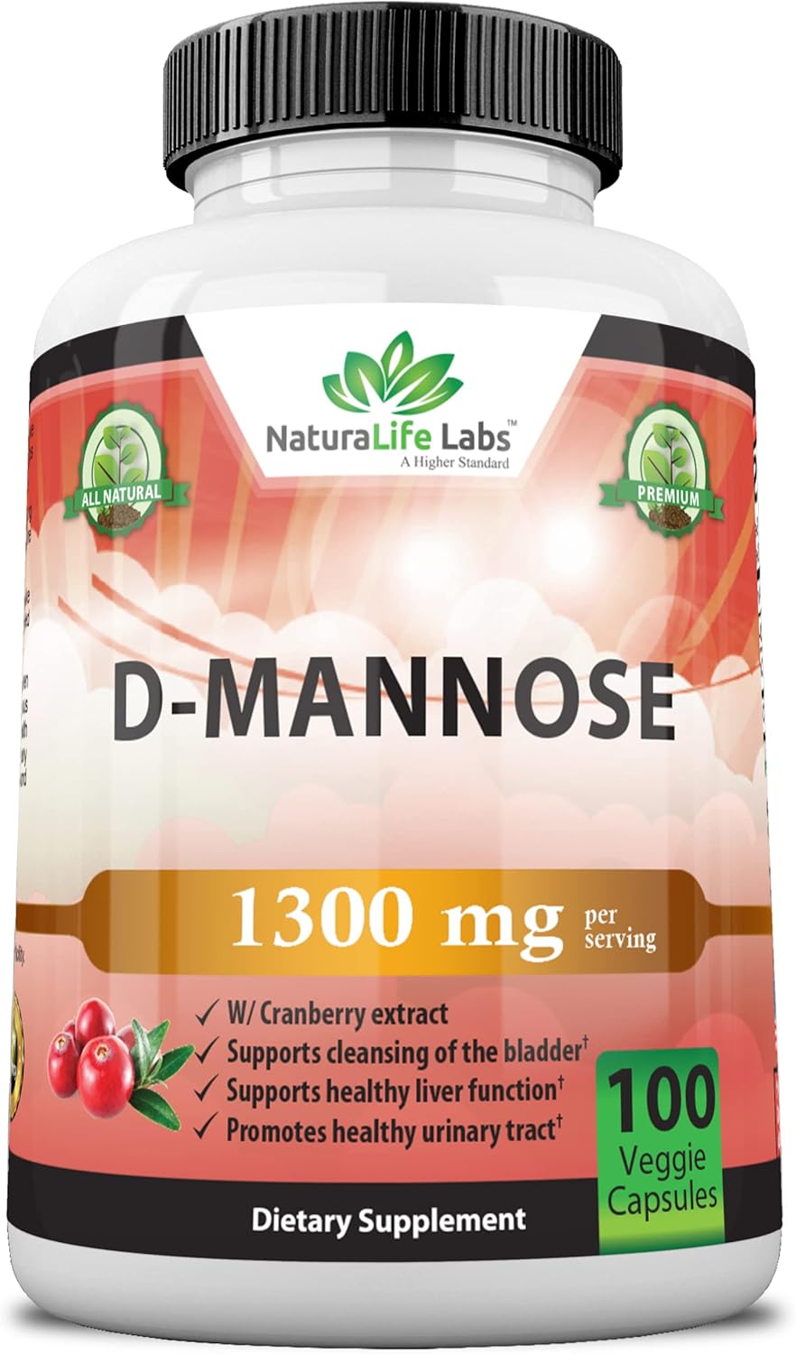 100 Veggie Capsules D-Mannose 1,300 mg with Cranberry Extract J137679