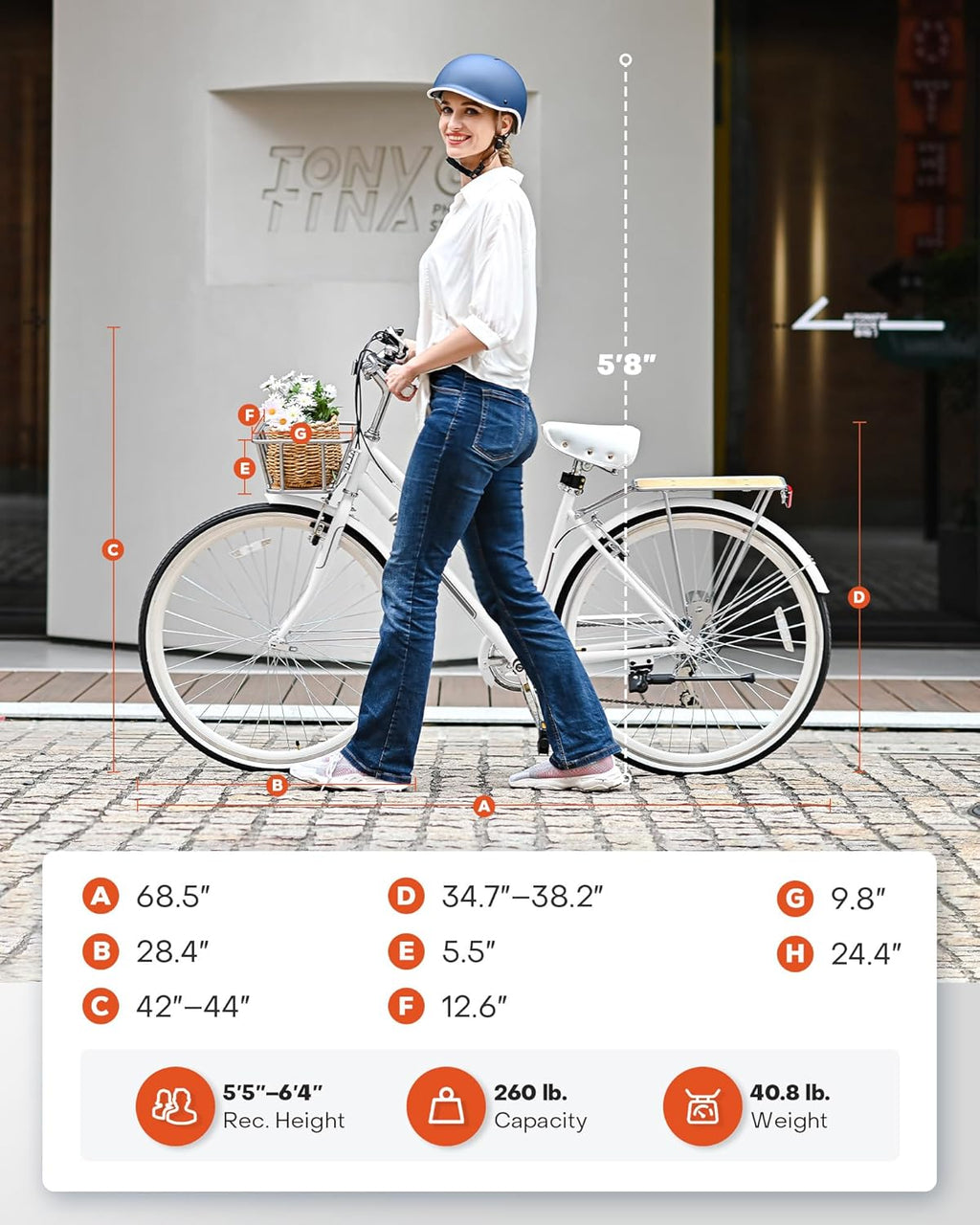 700C 7 Speed Step Through Hybrid Bike with Basket & Rack R336