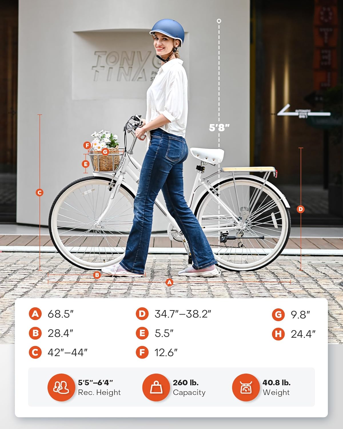 700C 7 Speed Step Through Hybrid Bike with Basket & Rack R336