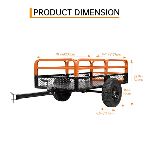 Heavy Duty Steel Utility Dump Cart 1600 Lb Capacity 15 Cubic Feet with Removable Sides Tilt Bed E797