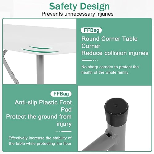 4 FT Heavy Duty Plastic Folding Table with Carrying Handle A39996