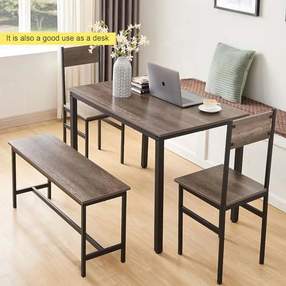 Small Kitchen Table and Chairs Set of 4 with 2 Chair 1 Bench Z7168