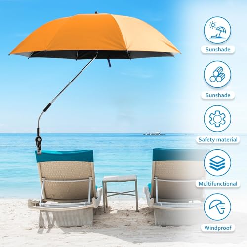 42 inches UPF 50+ Chair Umbrella with Universal Clamp X88889