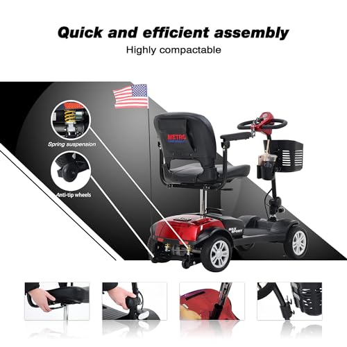 Red Foldable Electric Mobility Scooter with Basket N298844