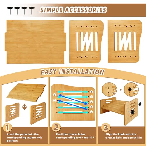 Bamboo Adjustable Under Desk Footrest with 7-Level Adjust E9753