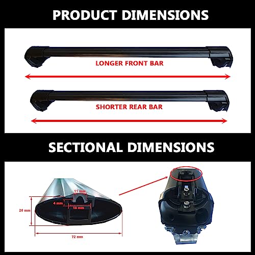 Black Lockable Roof Rack Crossbars M508