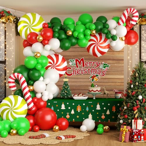 135Pcs Red Green White Gold Balloon Garland Arch Kit Y800