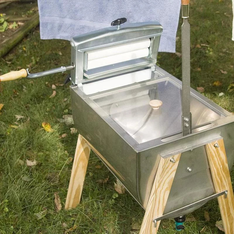 15 Gallon Laundry Hand Washer Tub and Wringer with Wooden Legs D977894