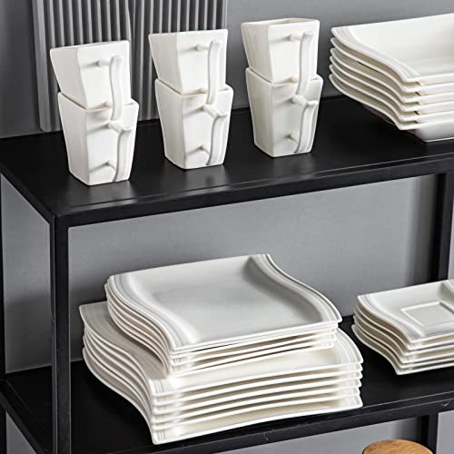 Ivory White 60 Piece Porcelain Dinnerware Set B75908
