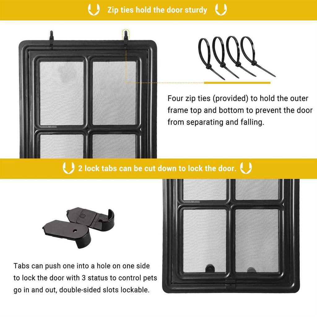 Pet Door for Screen Door, 12 x 16 inches, Lockable, Magnetic Automatic Closing S388