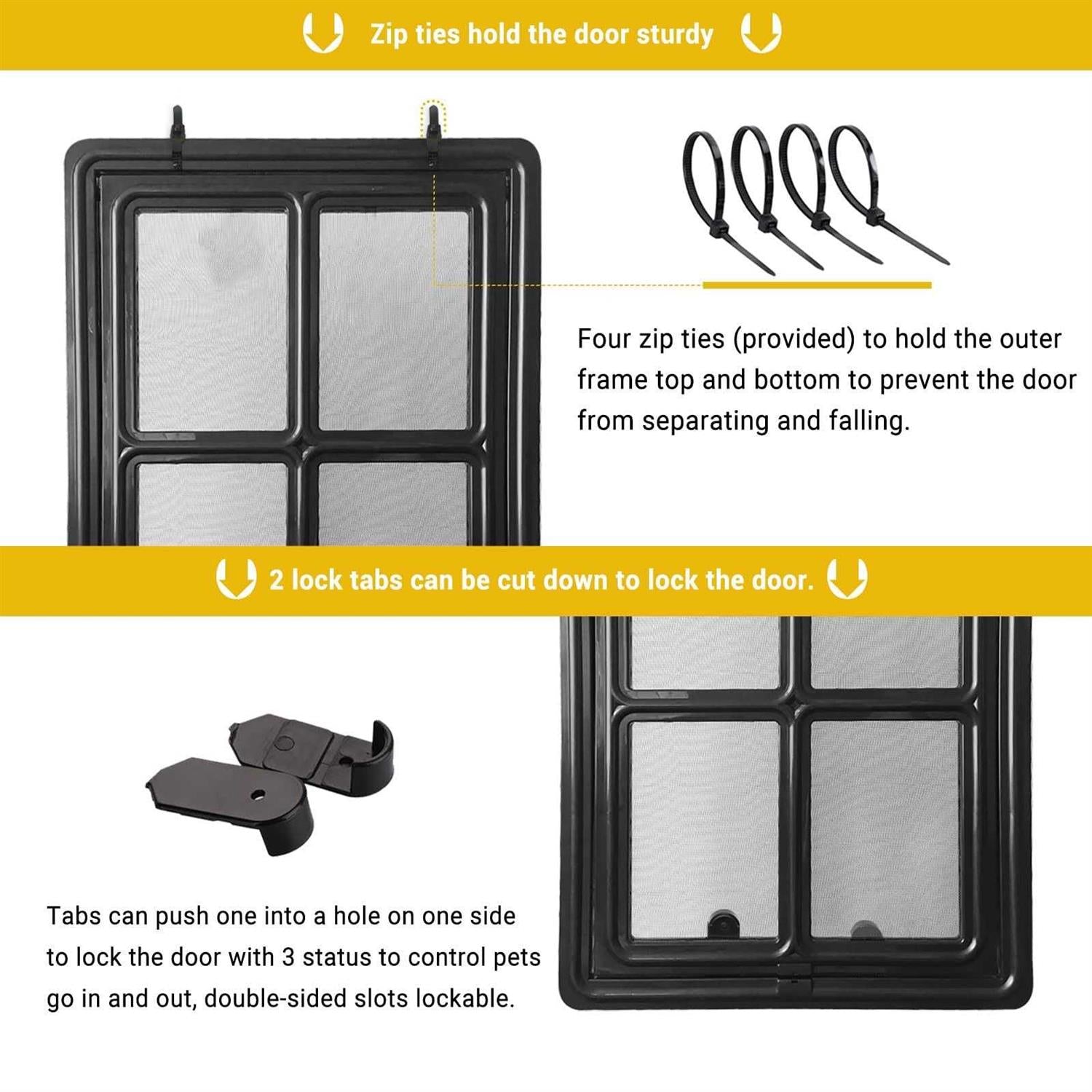 Pet Door for Screen Door, 12 x 16 inches, Lockable, Magnetic Automatic Closing S388