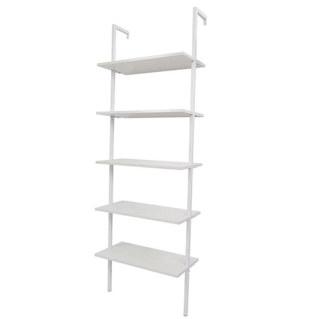 5 Tier Wood Ladder Bookcase with Metal Frame F7444