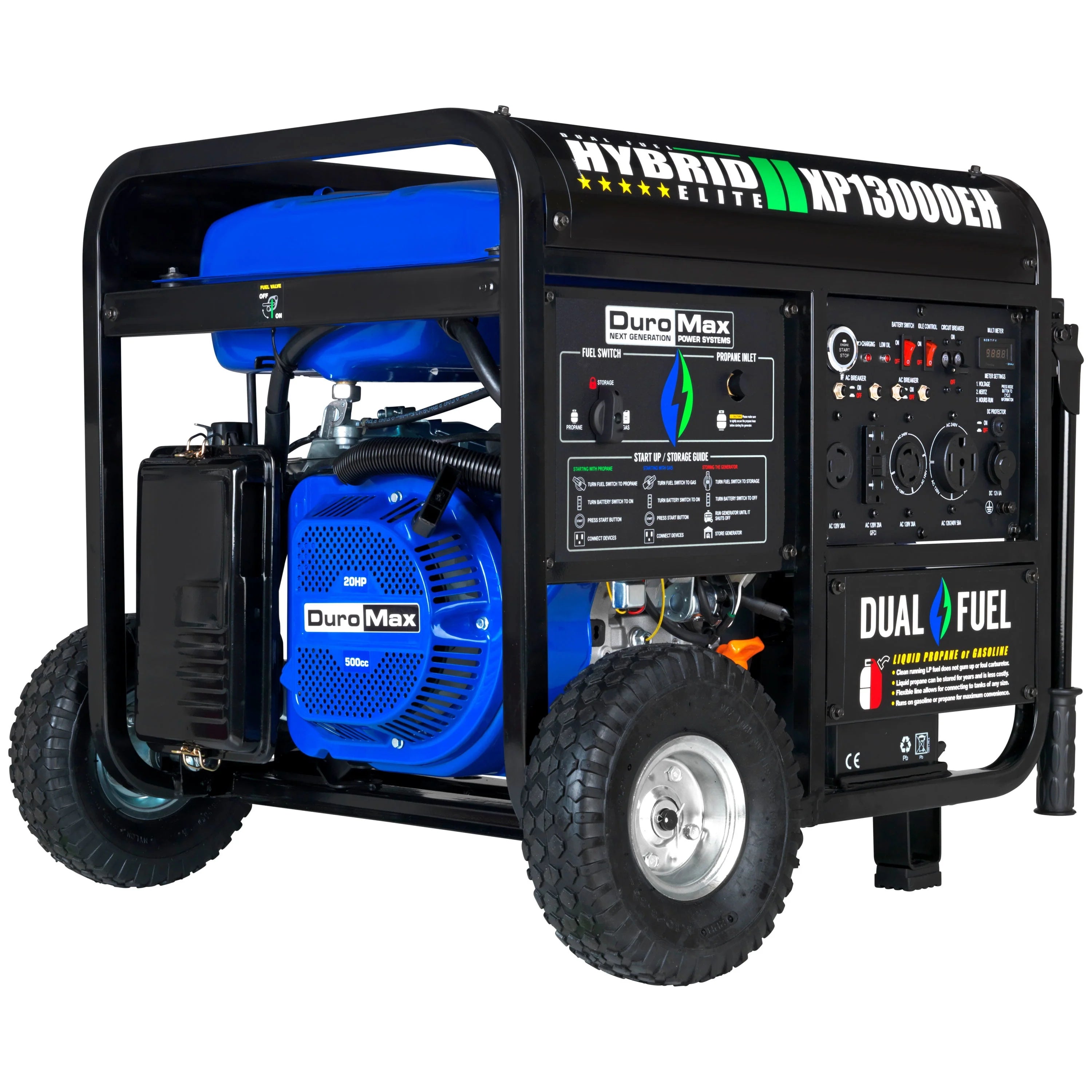 13,000-Watt 500cc Portable Hybrid Gas Propane Generator D932946