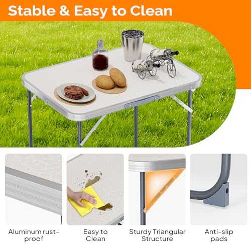 3FT Adjustable Height Aluminum Folding Camping Table with Carrying Handle X857