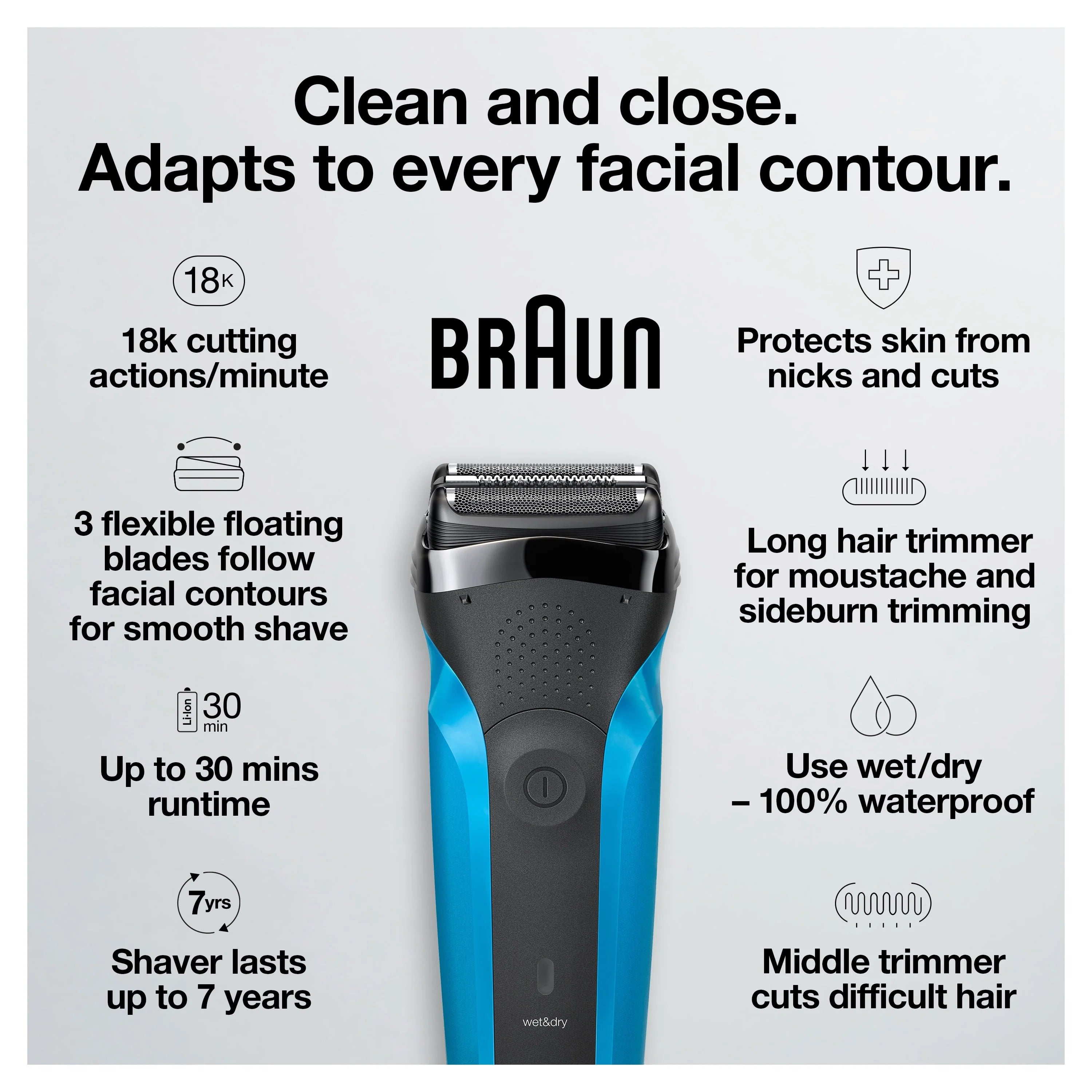 Rechargeable Wet Dry Electric Shaver M3881