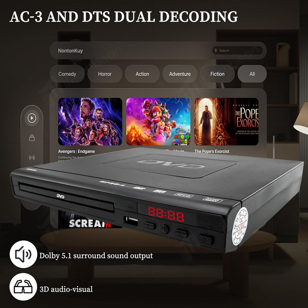 Mini DVD Player with AV Output USB Input Remote Control Q4059