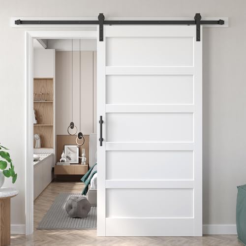 White Barn Door with Sliding Barn Door Hardware Kit Y50441