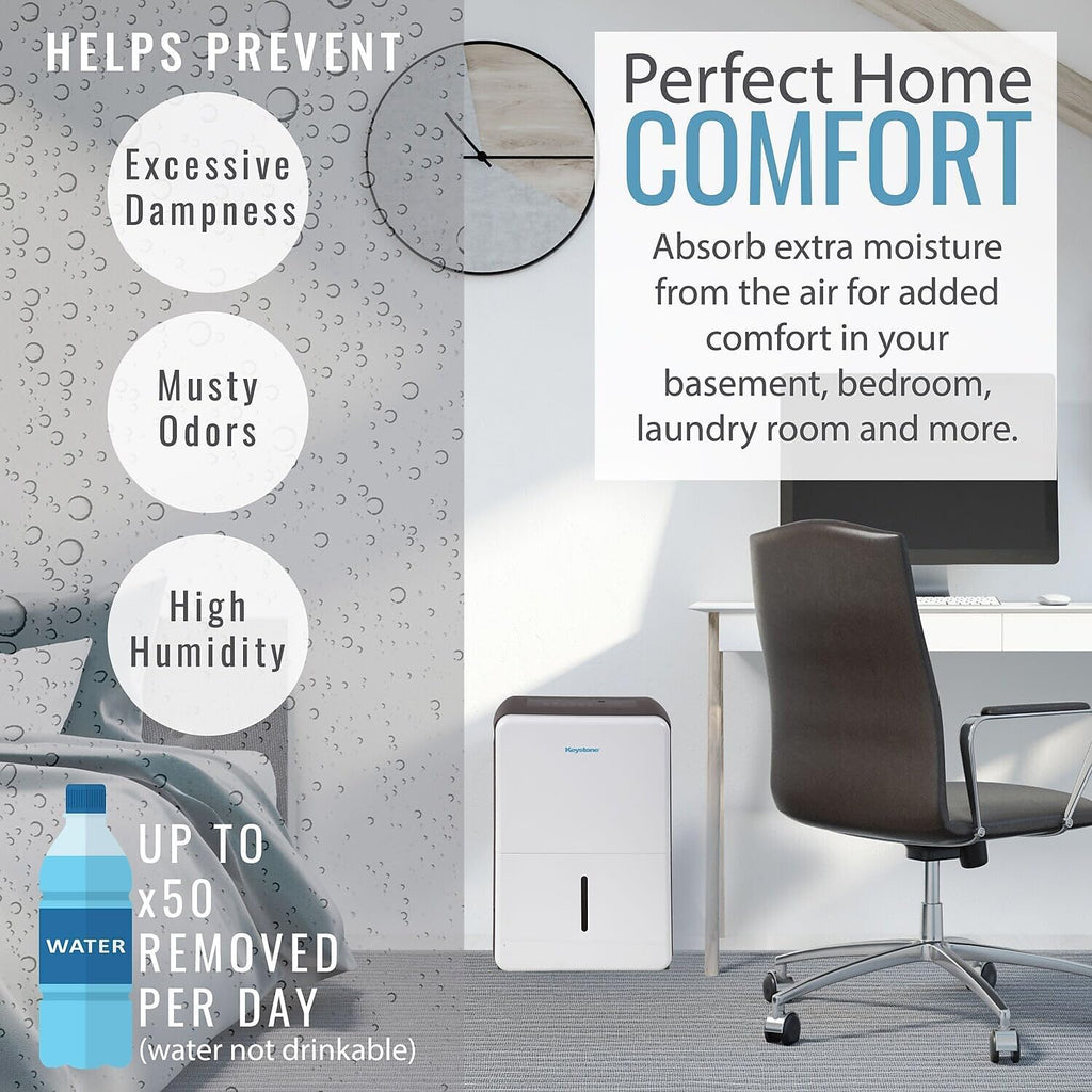 50-Pint Portable Dehumidifier with Auto-Shutoff, Timer, and LED Display H791568