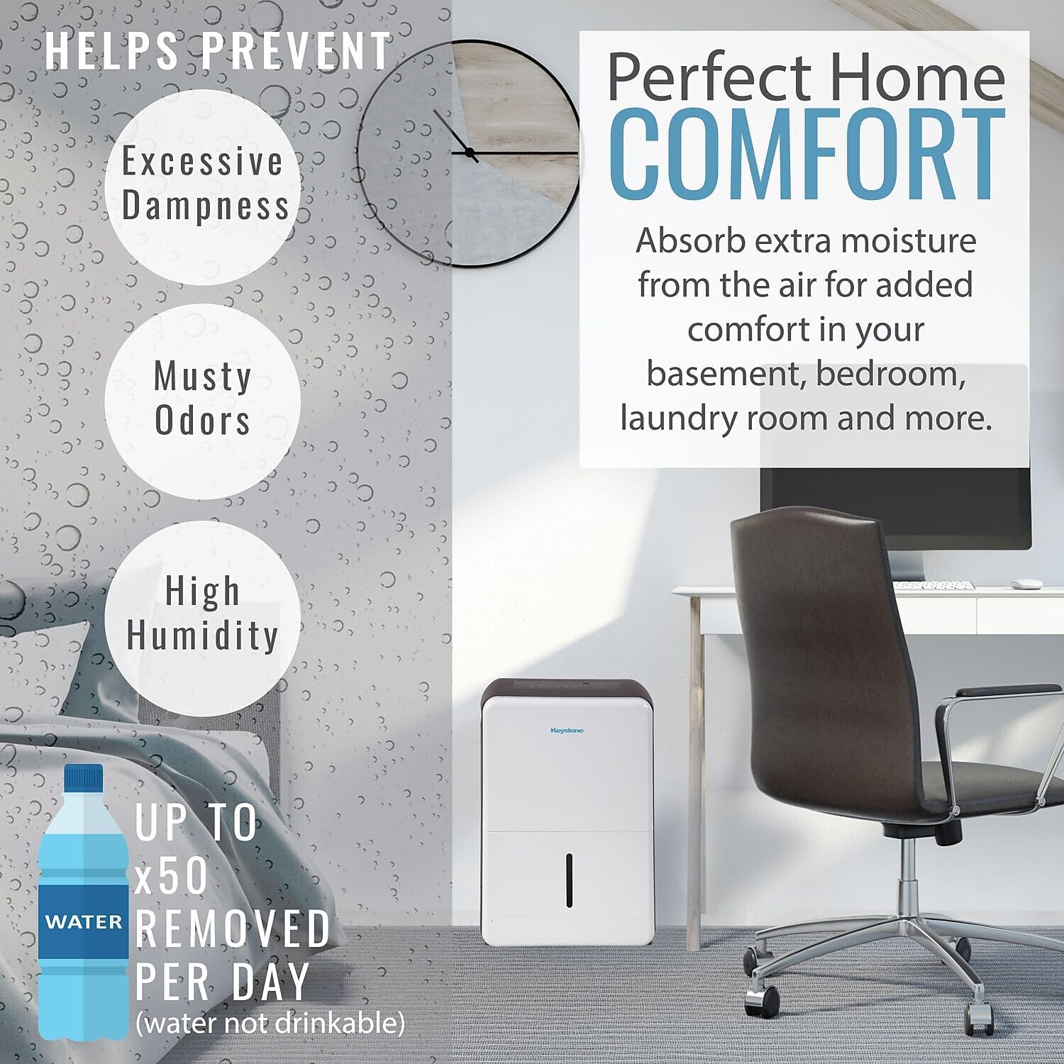50-Pint Portable Dehumidifier with Auto-Shutoff, Timer, and LED Display H791568