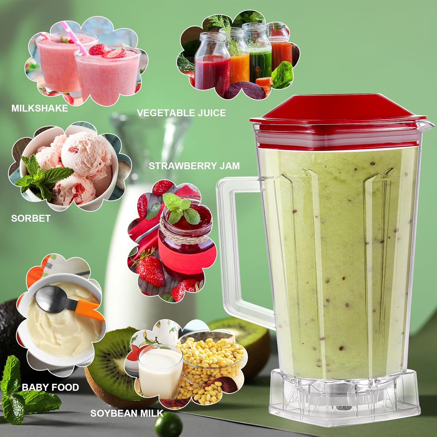 64 OZ Blender Pitcher with Red Lid A64298