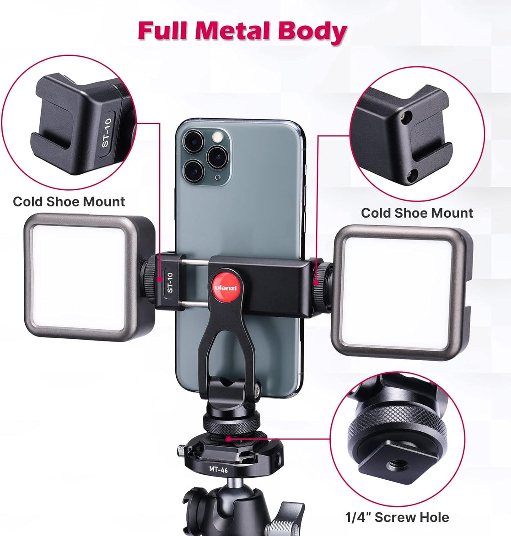 Metal Phone Tripod Mount with 2 Cold Shoe Mount I9076