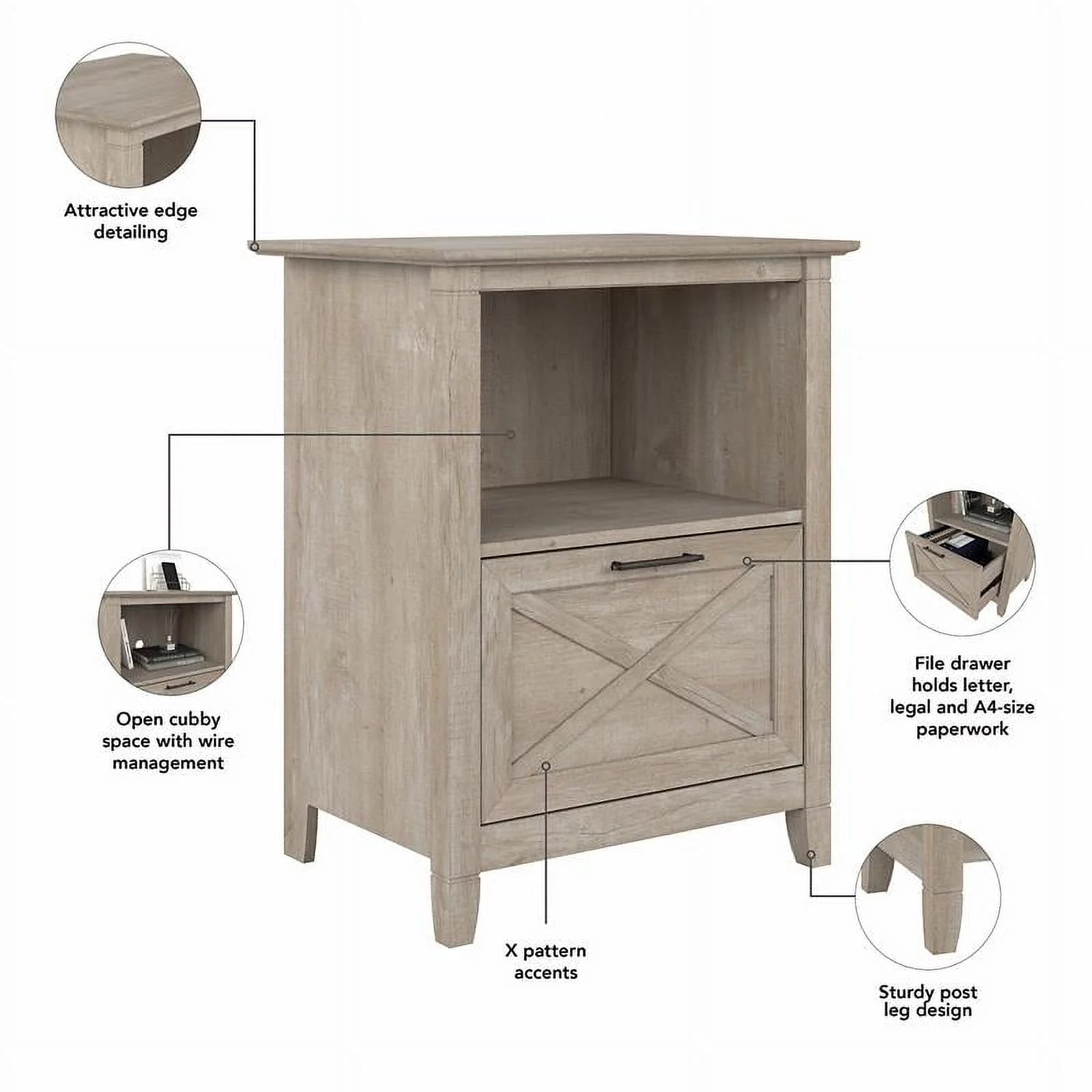 Washed Gray Lateral File Cabinet with Shelf Q9746