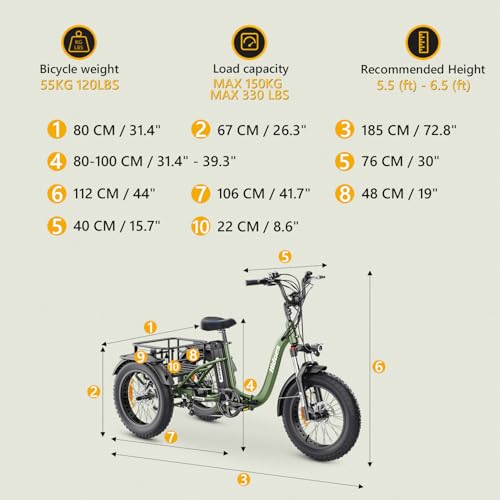 20"X 4.0" Fat Tire 48V 20Ah Lithium Battery 7 Speed Electric Tricycle Z97926
