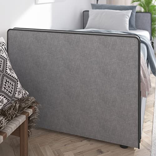 Twin Size Platform Bed Frame with 2 Storage Drawers in Gray Fabric H368