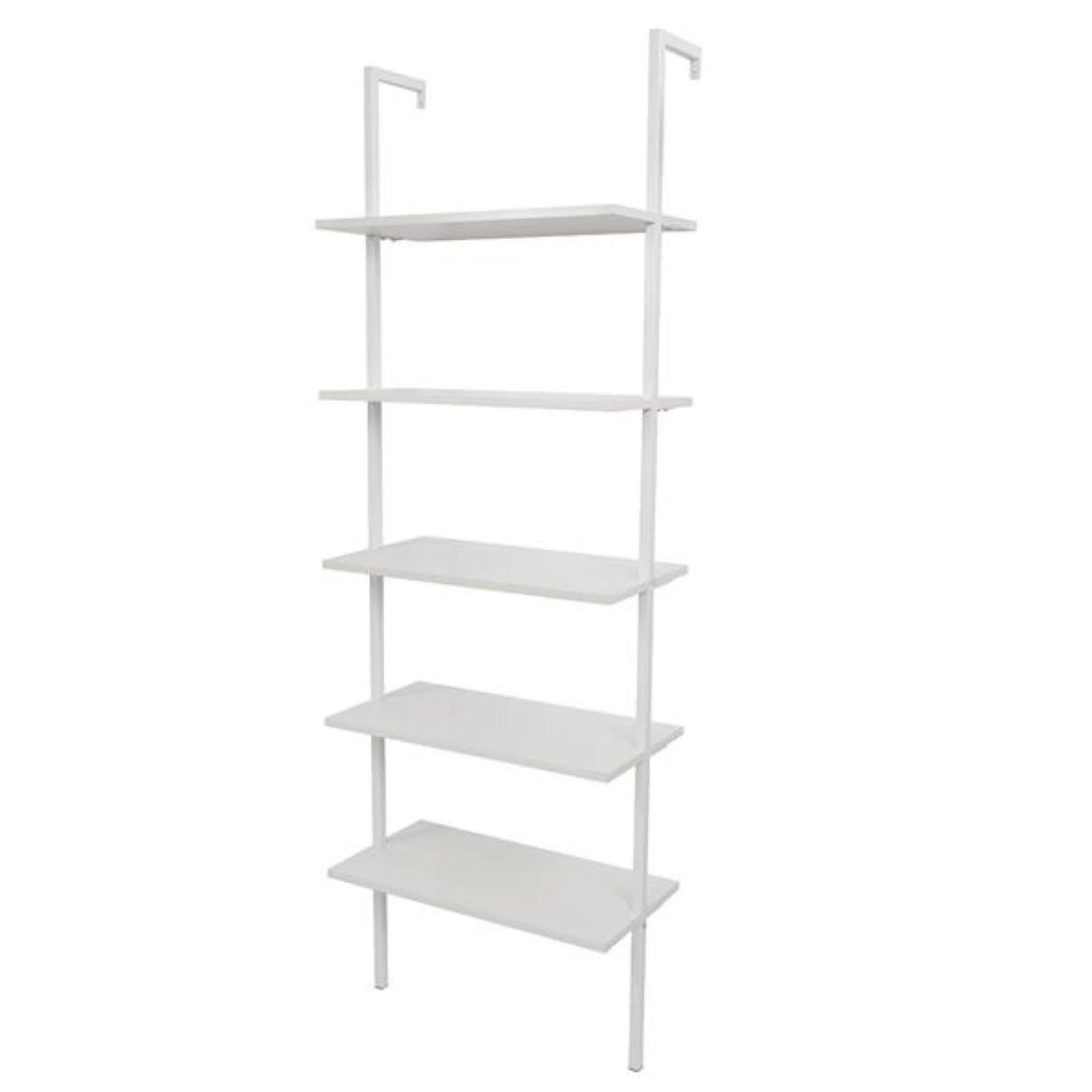 5 Tier Wood Ladder Bookcase with Metal Frame F7444