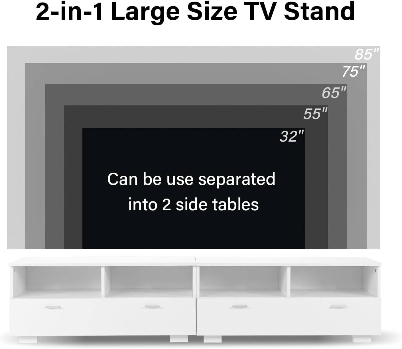 White TV Stand with Storage and Drawers L49688