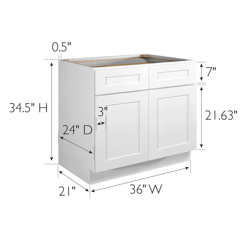 White Shaker Base Kitchen Cabinet 42x34.5x24 L144028