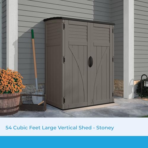 54 Cubic Ft. Vertical Resin Outdoor Storage Shed with Lockable Double Doors L325453