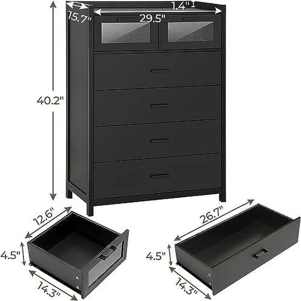 6 Drawer Wooden Dresser with LED Lights D8462