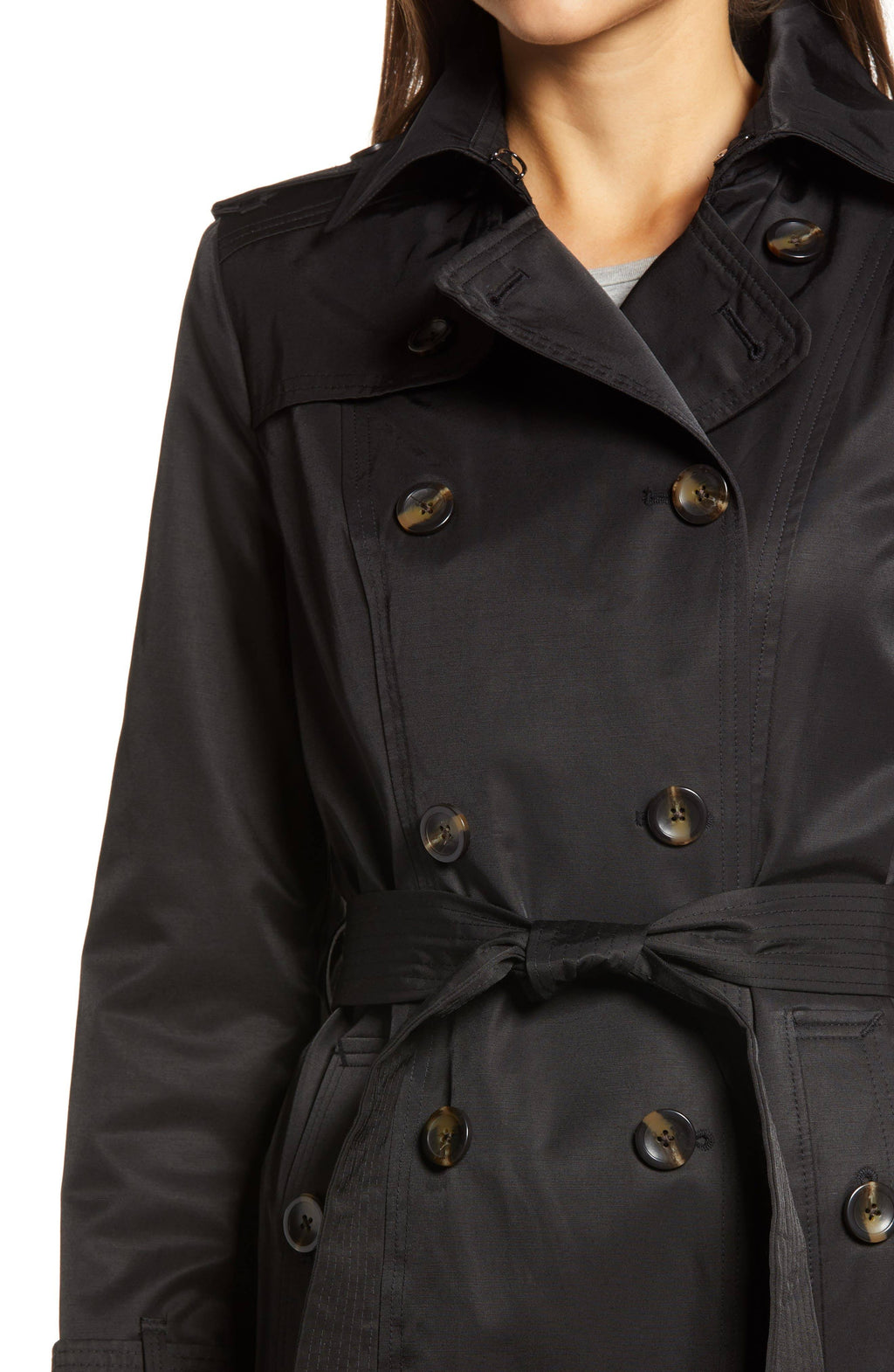 Red Double Breasted Trench Coat with Removable Hood O713