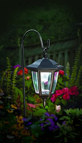 34 Inch Hanging Solar Lights, 2 Pack Warm White LED Garden Lanterns with 2 Shepherd Hooks N417