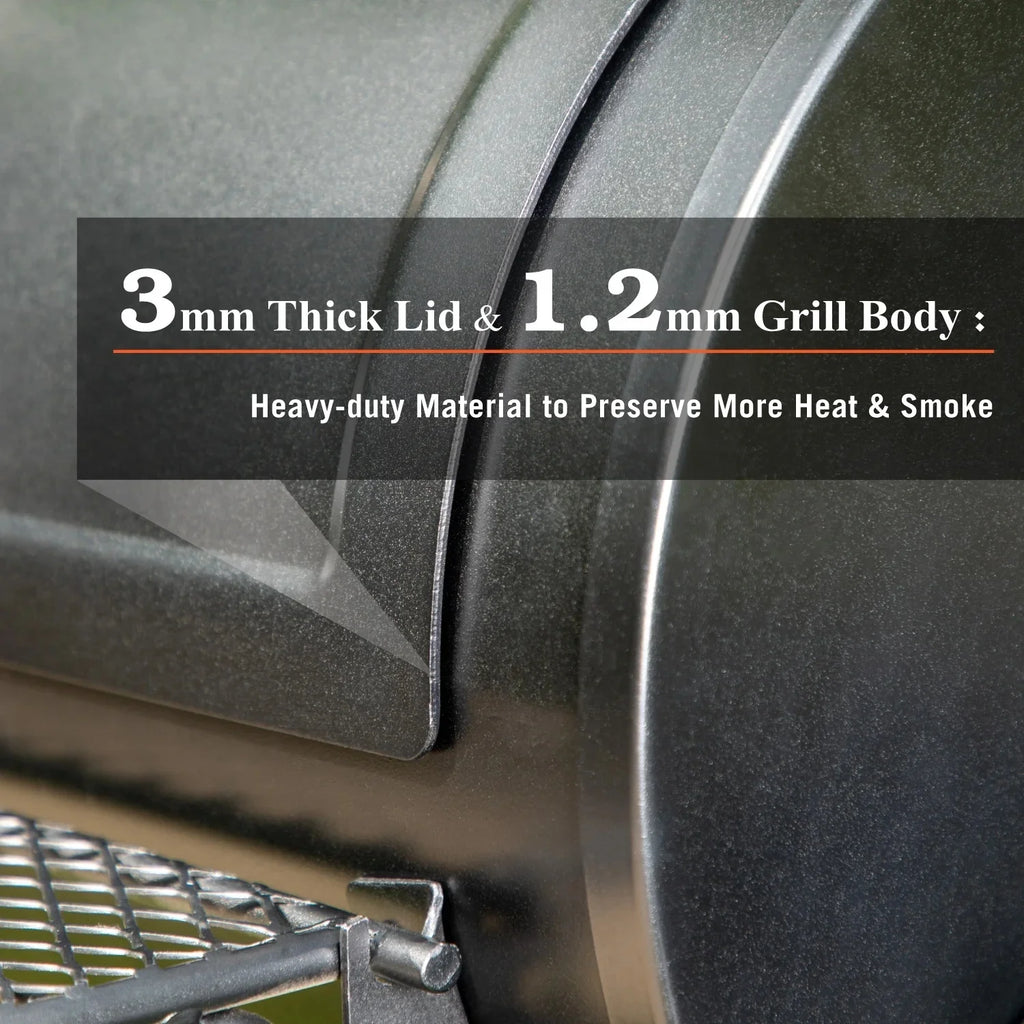 Charcoal Grill with Offset Smoker 941 sq.in. Extra Large BBQ Grill Black M711